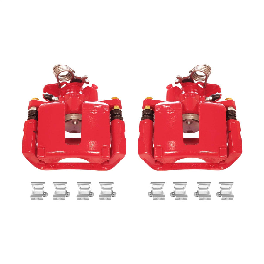 Power Stop Pair of High-Temp Red Powder Coated Rear Calipers For Explorer Flex Police Interceptor Sedan Police Interceptor Utility Special Service Police Sedan Taurus MKS MKT [Model Specific]