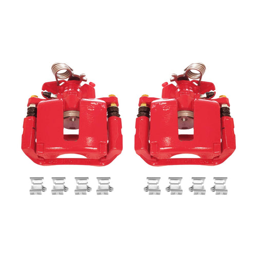 Power Stop Pair of High-Temp Red Powder Coated Rear Calipers For Explorer Flex Police Interceptor Sedan Police Interceptor Utility Special Service Police Sedan Taurus MKS MKT [Model Specific]