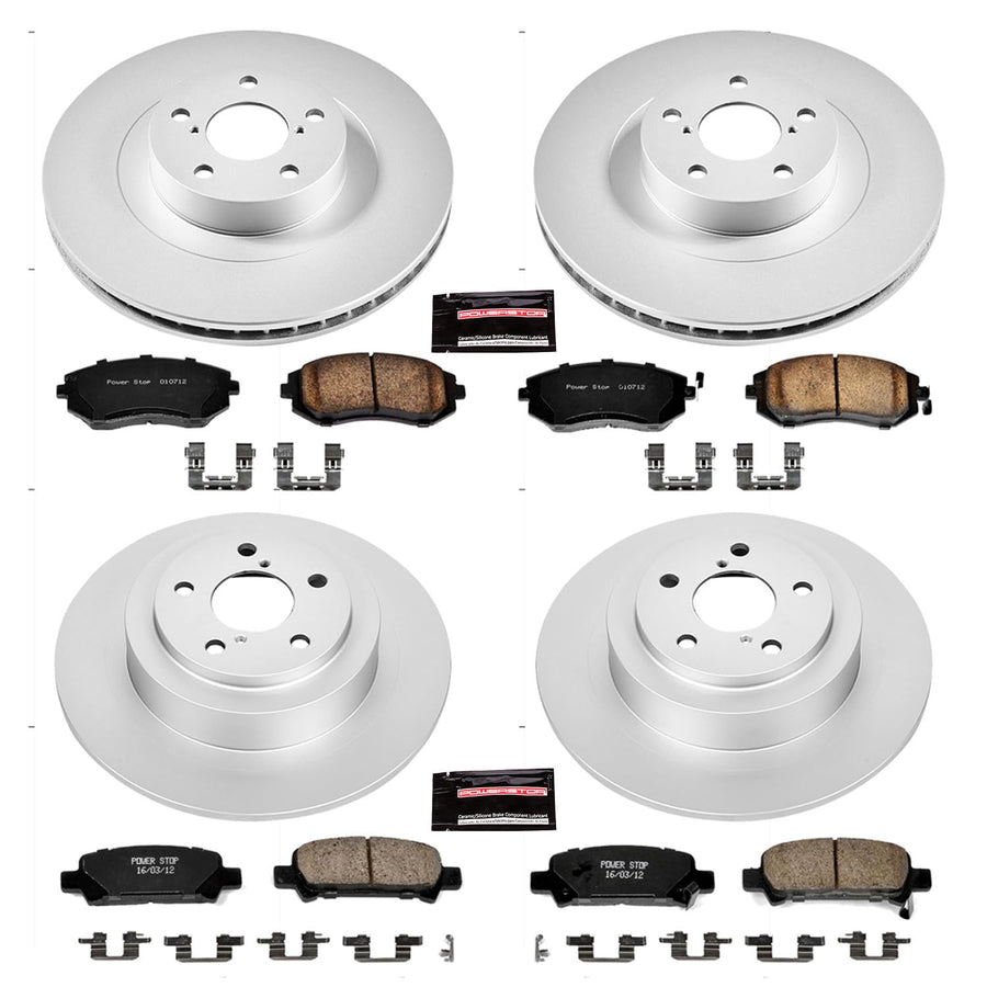Power Stop CRK2751 Brake Rotor & Coated Ceramic Brake Pads- front & rear For Subaru Baja 2003-2006, Subaru Legacy 2002-2004, Subaru Outback 2002-2004 [Model Specific]