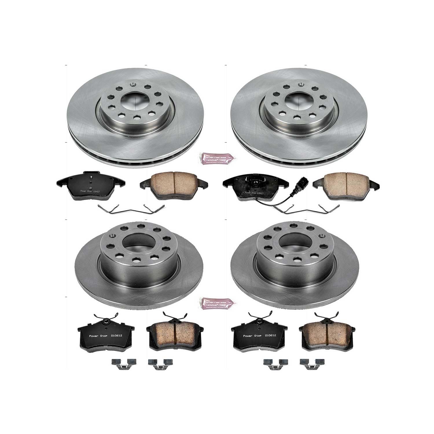 Brake Kit PowerStop For Beetle 2013-2017, Jetta 2013-2018 [Model Specific] - Autospecialty Front and Rear OE Disc Rotors & Ceramic Brake Pads Replacement, KOE7530