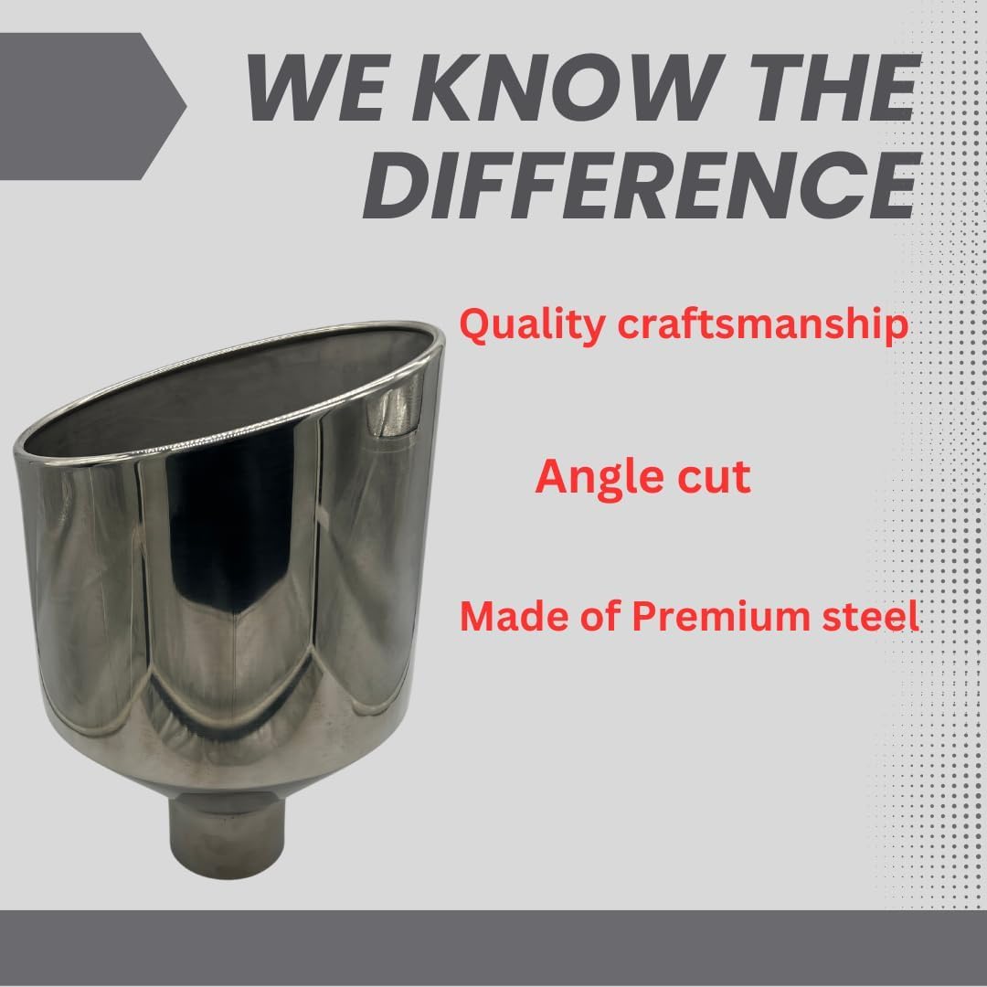 4" X 12" X 18" POLISHED STAINLESS STEEL ROLLED ANGLE DIESEL EXHAUST TIP