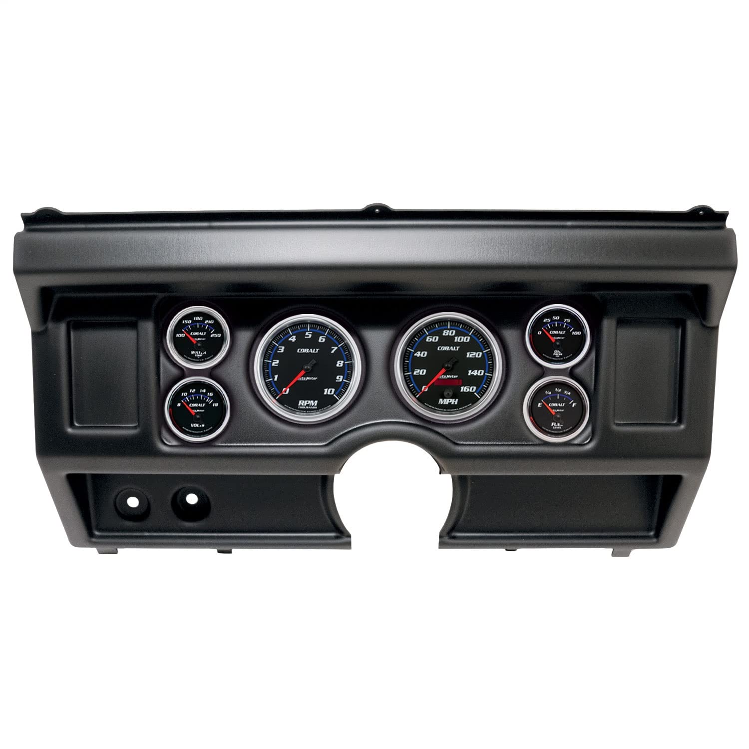 AutoMeter Dash Kit Direct Fit, (3 3/8" X2, 2 1/16" X4), Ford Truck No Ac 80-86, Cobalt (2918-05)