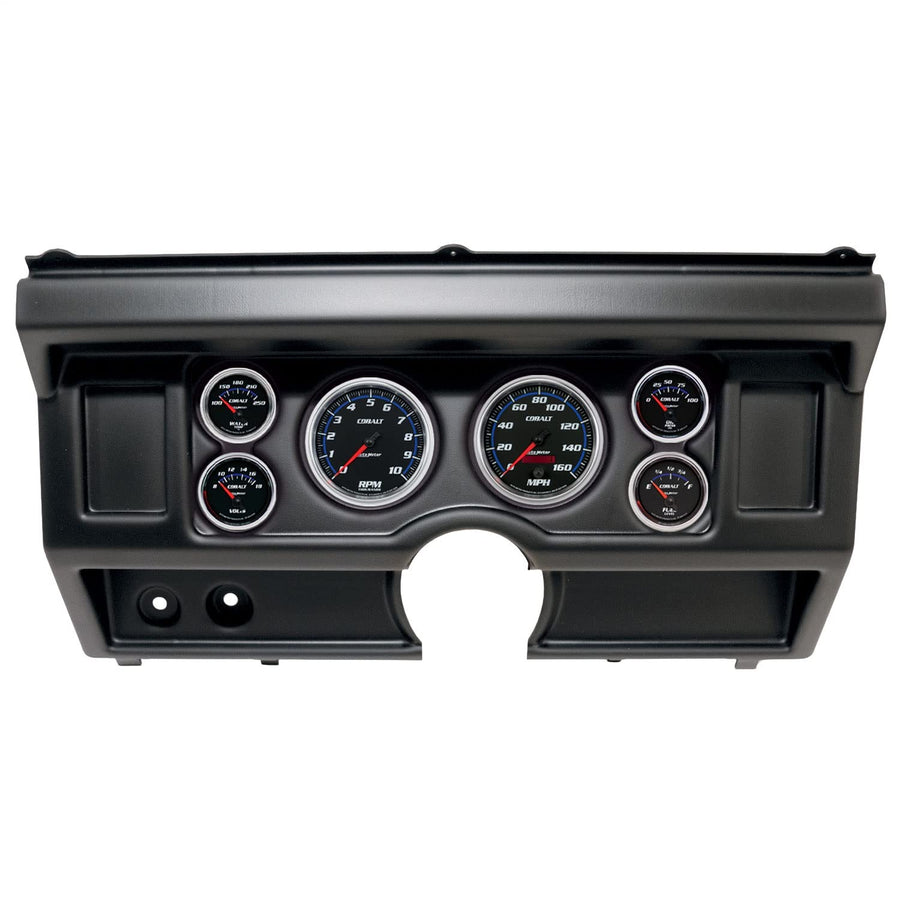AutoMeter Dash Kit Direct Fit, (3 3/8" X2, 2 1/16" X4), Ford Truck No Ac 80-86, Cobalt (2918-05)