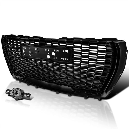 Front Hood Grill Grille Spec-D Tuning Glossy Black Compatible with 2021-2023 GMC Yukon XL Denali