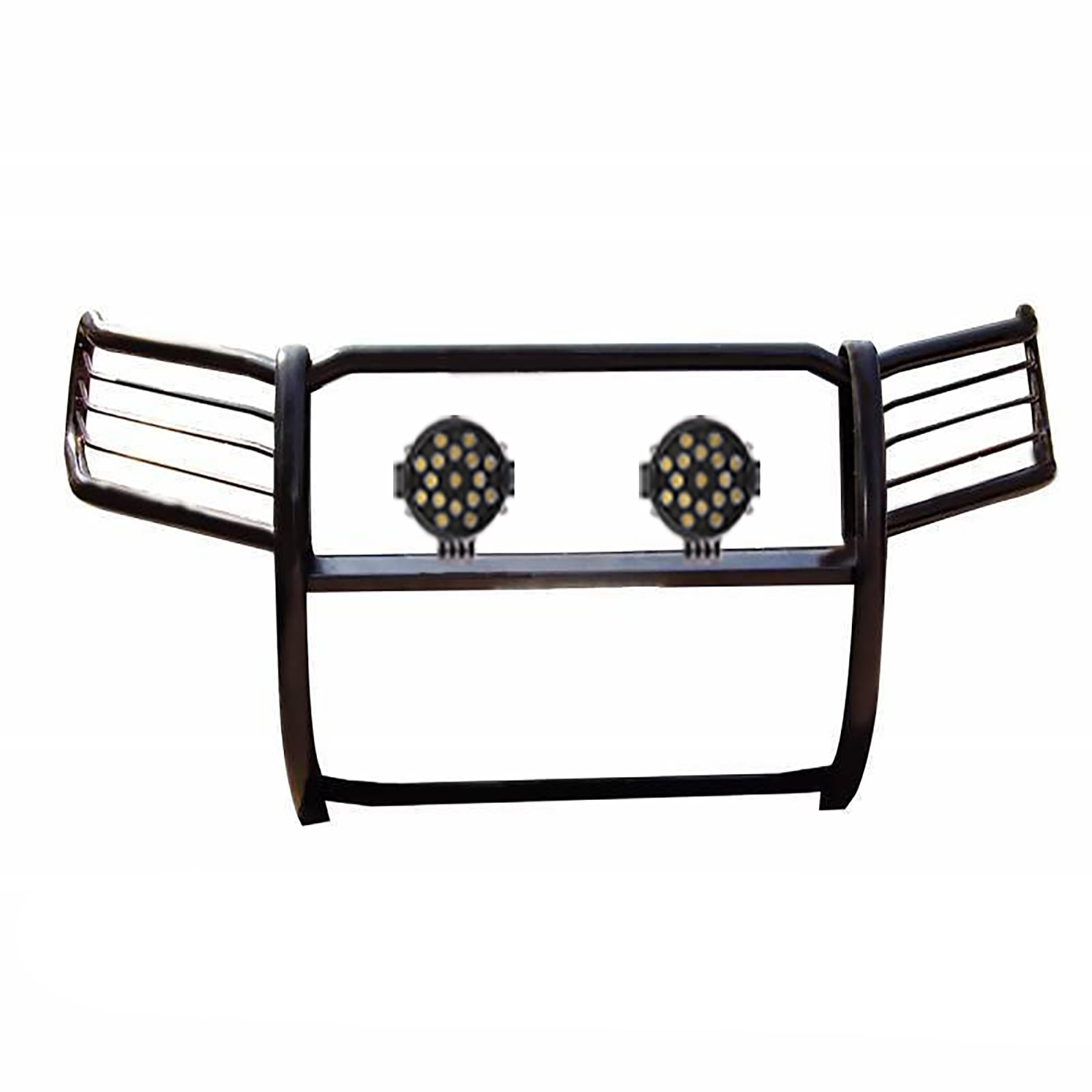 Bumper Guard Modular Black Horse Grille brush Come With pair of 7.0"Dia.LED Lights with Black Trim Rings Compatible with 2001-2007 Toyota Highlander-17TL26MA-PLB