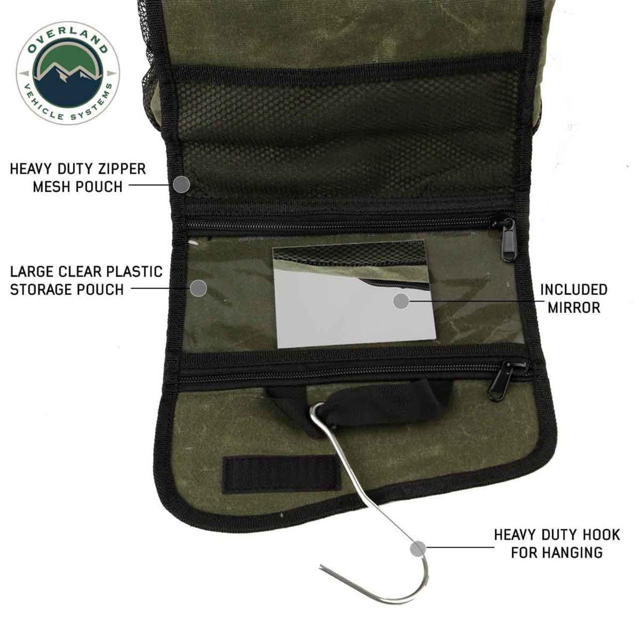Overland Vehicle Systems Bag Overnight with Handle & Straps - #16 Waxed Canvas Storage - Infused with Paraffin Wax Waterproofing - Doubled Reinforced Stitching