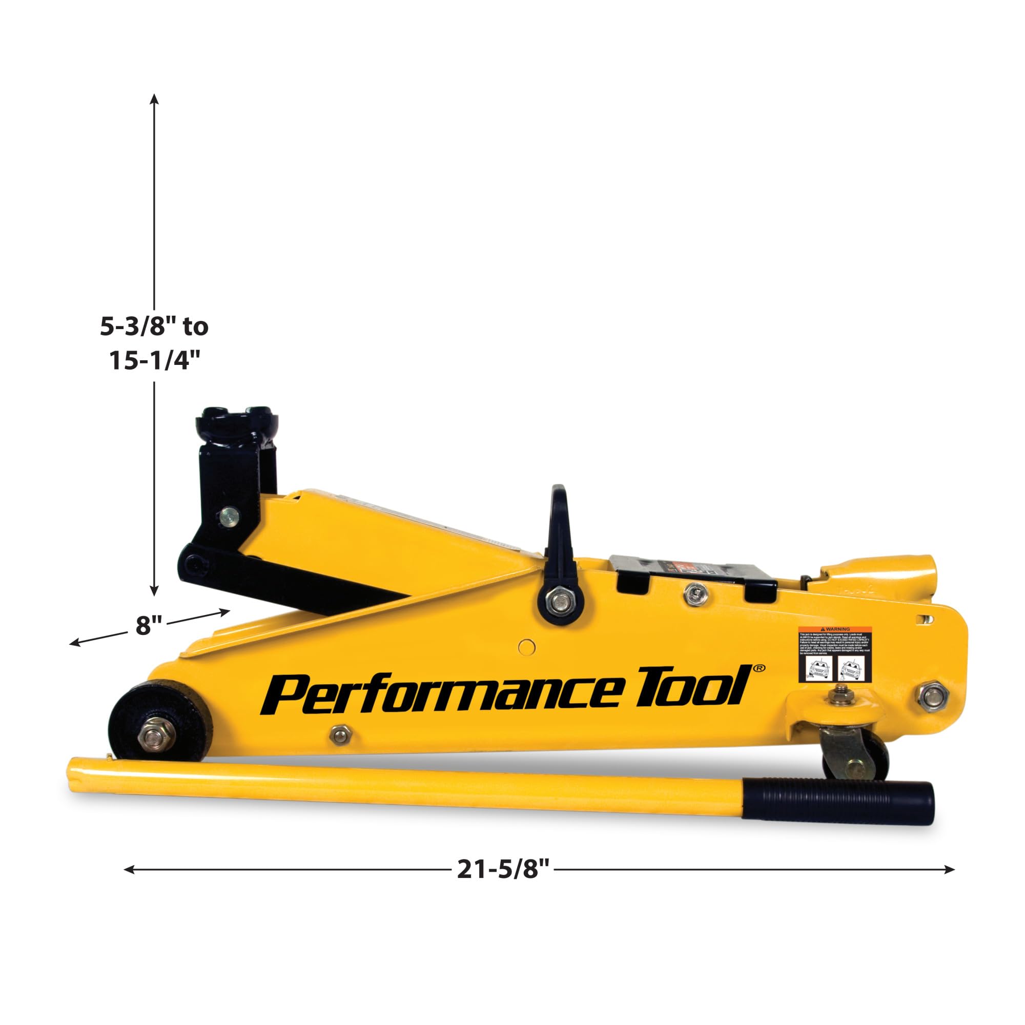 2-1/2 Ton Performance Tool W1640 Garage Jack, (5,000 lbs.) 5-15.5-Inch Lift, Swivel Casters, For Cars/Trucks