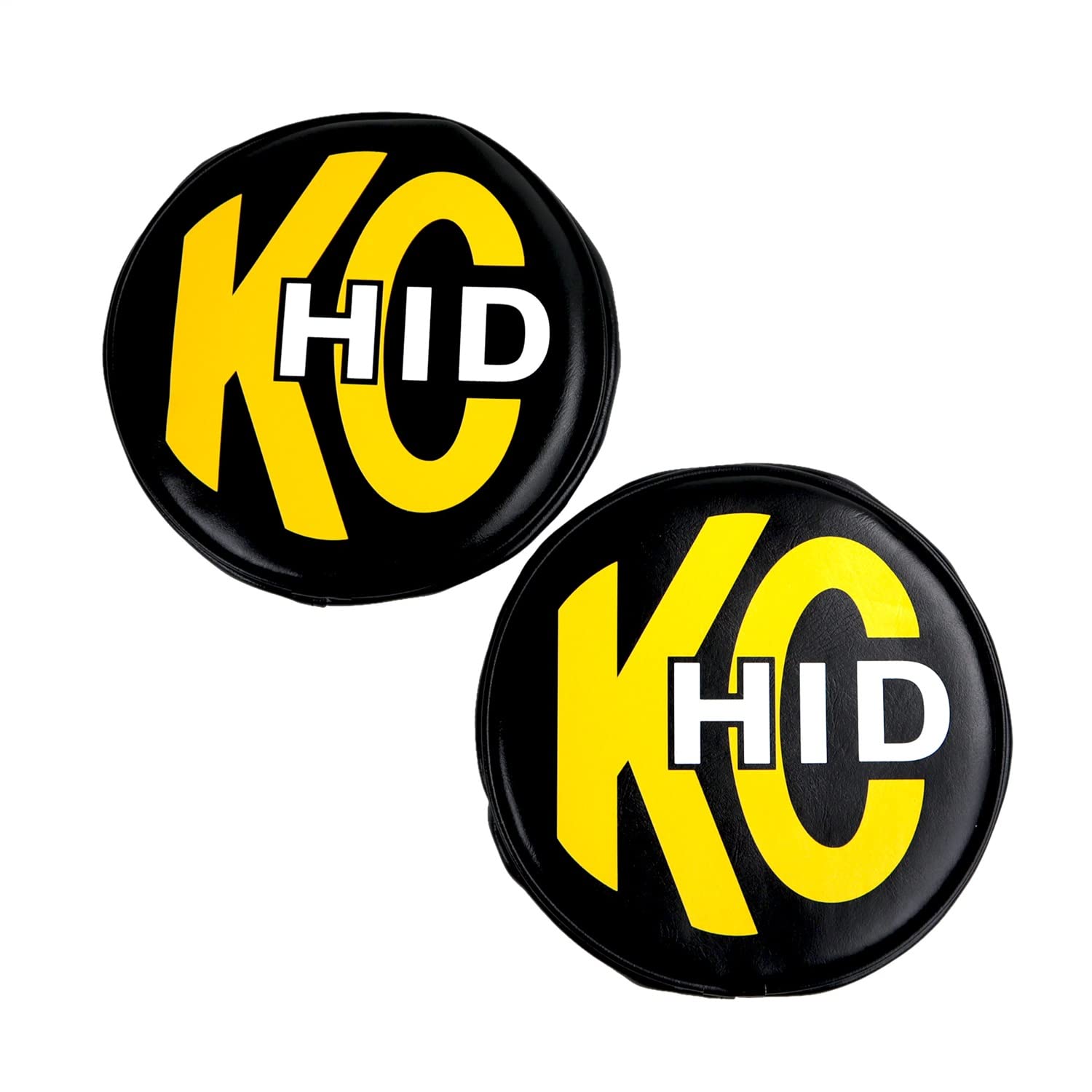 KC HiLiTES 8" Light Cover - Soft Vinyl - Black w/Yellow KC HID Logo - Pair (5818)
