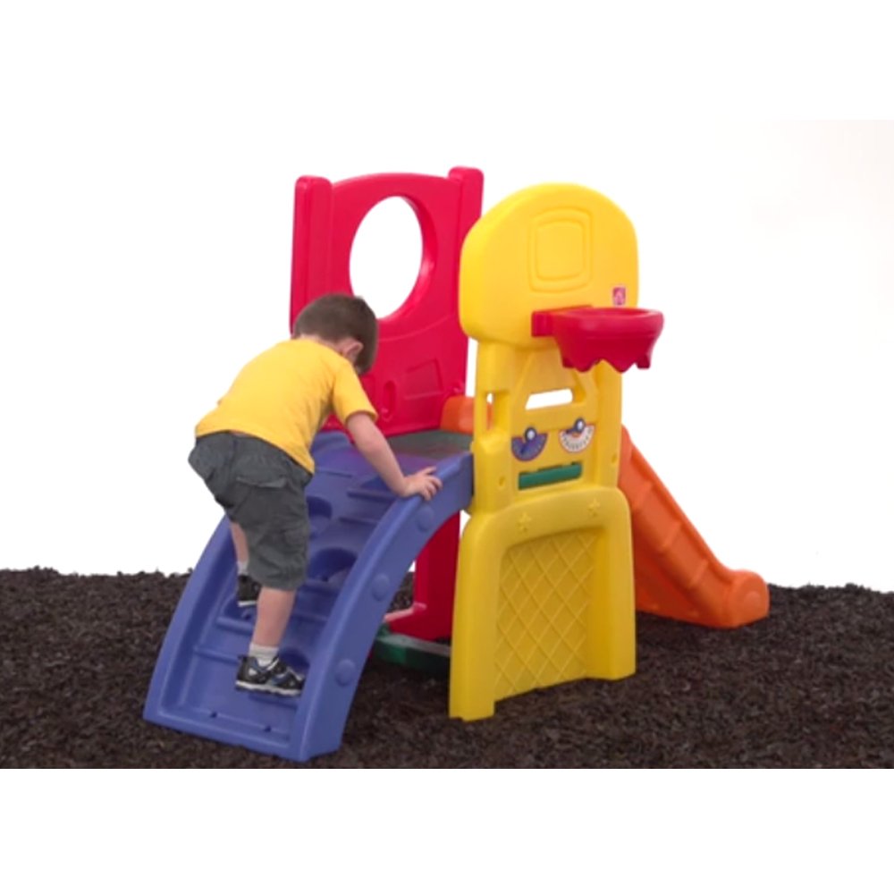 Step2 All-Star Sports Climber, Indoor/Outdoor Kids Playset, Backyard Playground Set, Slides, Climbing, Basketball Hoop, Football Toss, Soccer Goal, Balls Included, Jungle Gym, 3-6 Years Old Toddlers