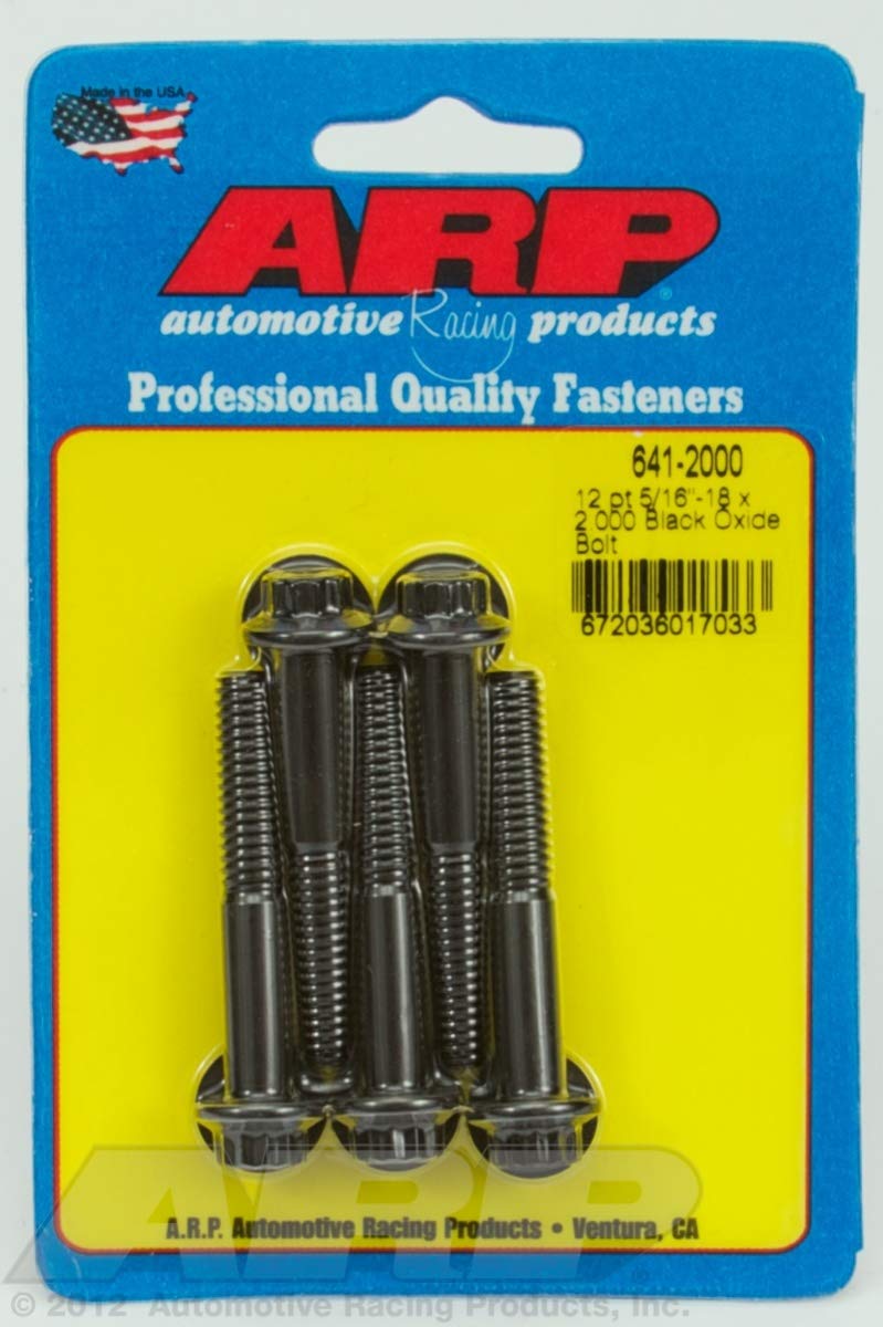ARP 12pt Black Hex Nut Kit 5/PKG 5/16-18 X 2.000in