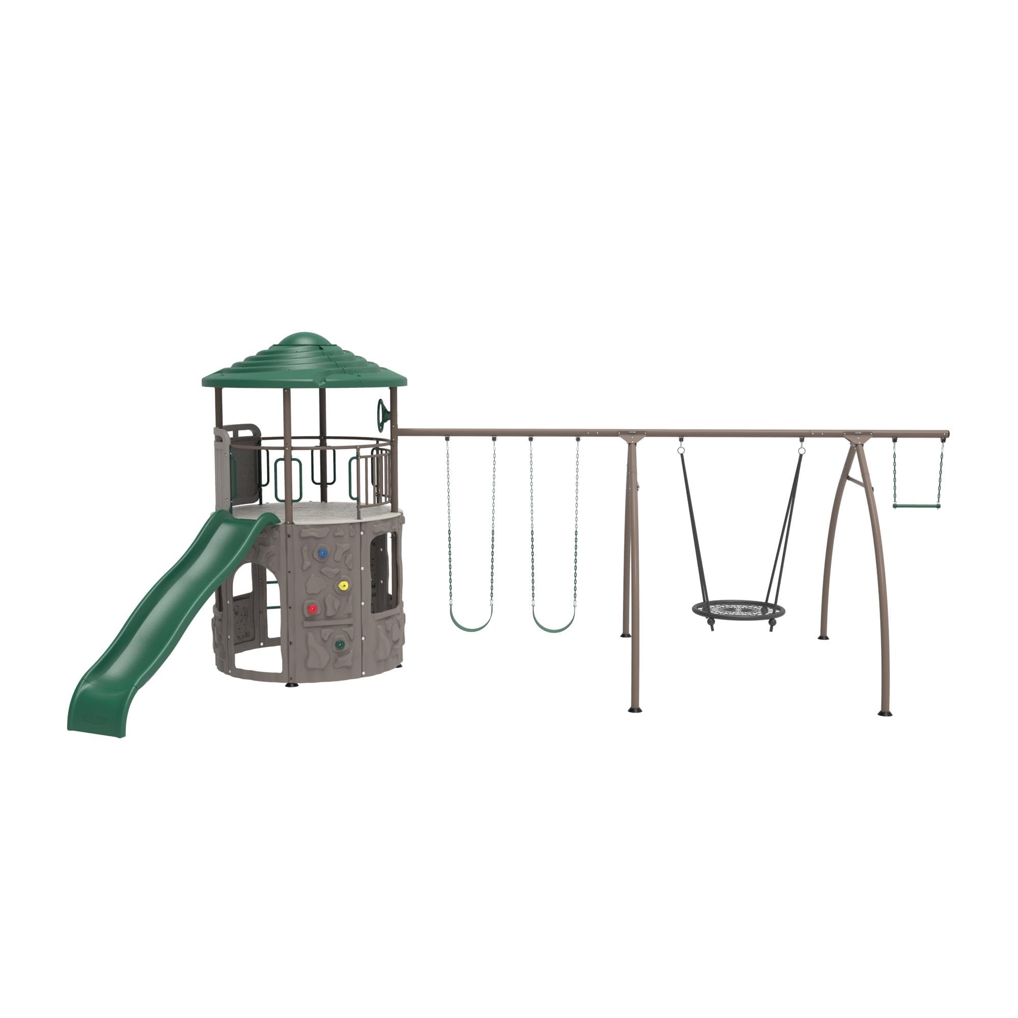 Adventure Tower Lifetime Swing Set Playset with Spider Swing
