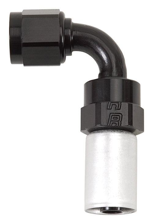 Edelbrock #4 HOSE END CRIMP ON 90 DEG BLK & CLR
