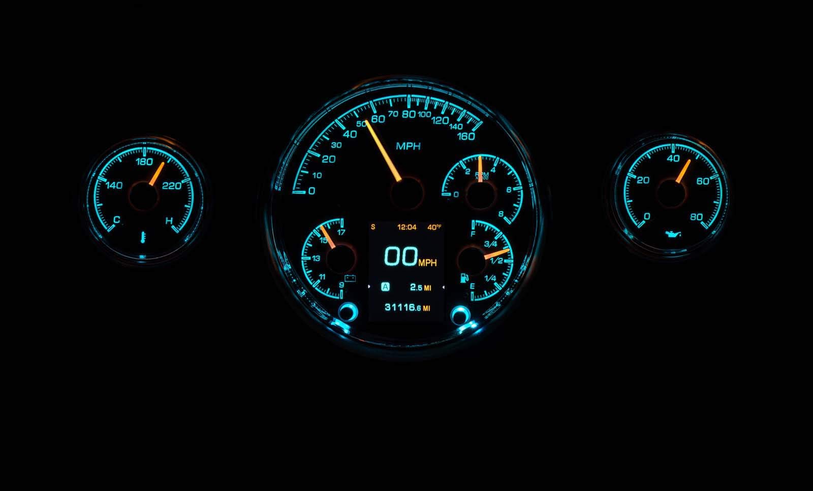 57 Chevy Dakota Digital Customizable Gauge System Kit Silver Alloy HDX-57C-S