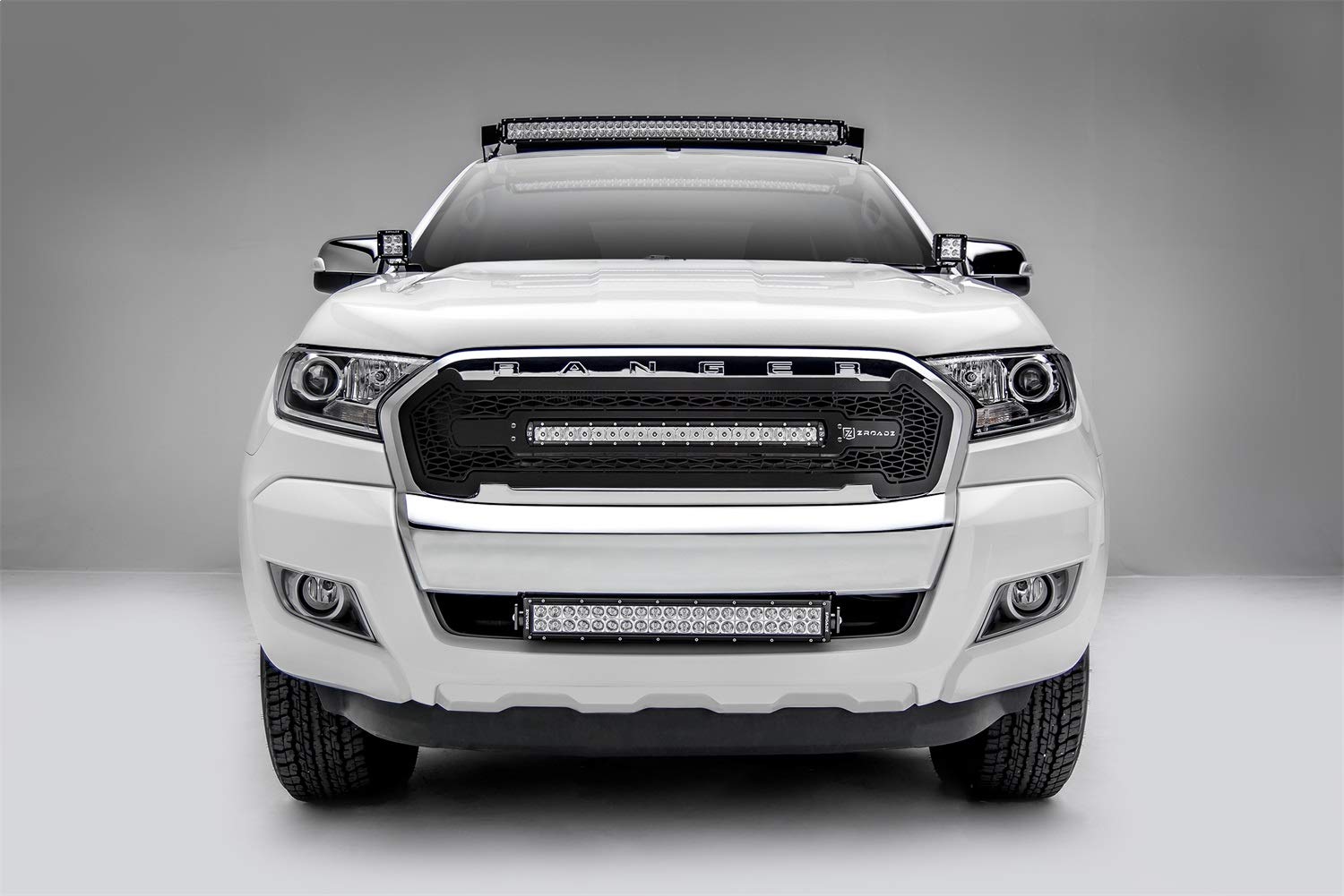 ZROADZ LED Kit Ditch Hood Hinge - Compatible w/ 2015-2018 Ford Ranger T6 - Incl. (2) 3 Inch LED Pod Lights - Mild Steel Gloss Black Finish - Bolt-On Easy Installation - PN #Z365761-KIT2