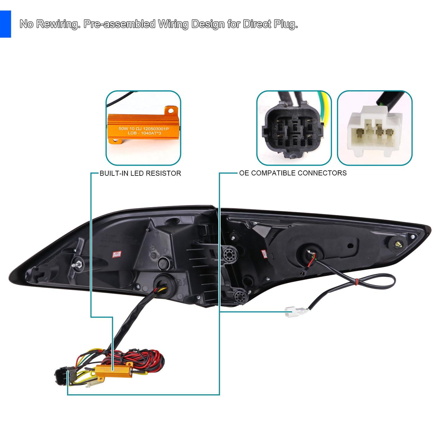 Spec-D Tuning Chrome Red Full LED Tail Lights Compatible with 2016-2018 Hyundai Tucson, Left + Right Pair Assembly
