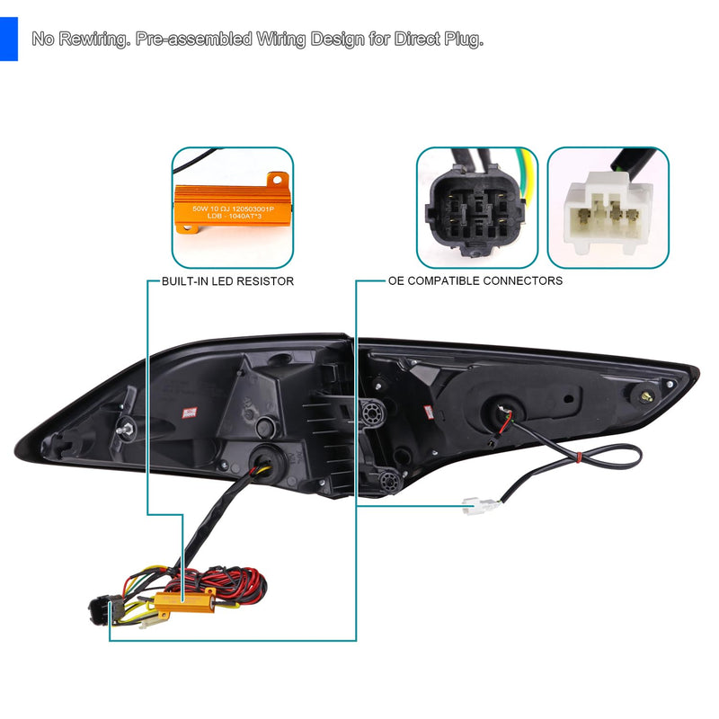 Spec-D Tuning Chrome Red Full LED Tail Lights Compatible with 2016-2018 Hyundai Tucson, Left + Right Pair Assembly