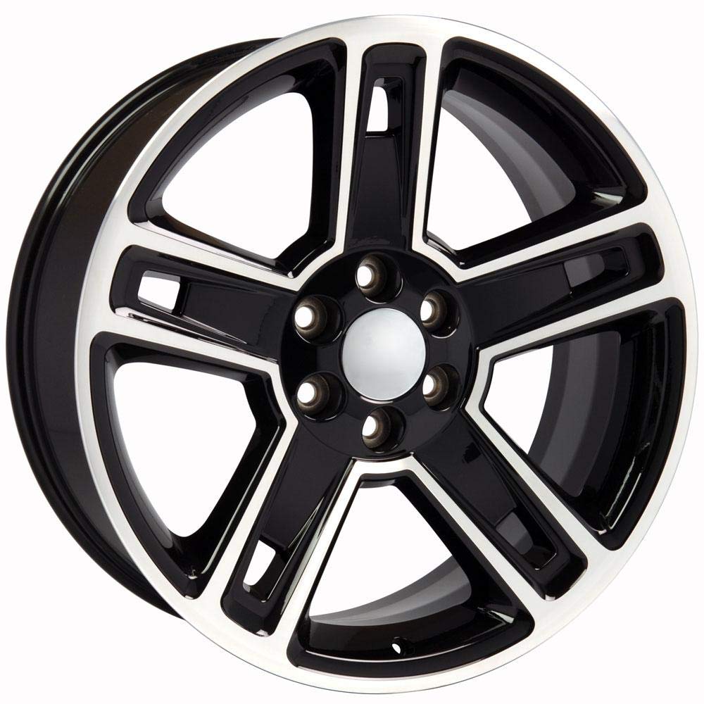 22 Inch OE Wheels CV74B Rim Fits Silverado 1500 Style 6x139.7 22x9 Gloss Black Machined - Hollander 5664 (1)