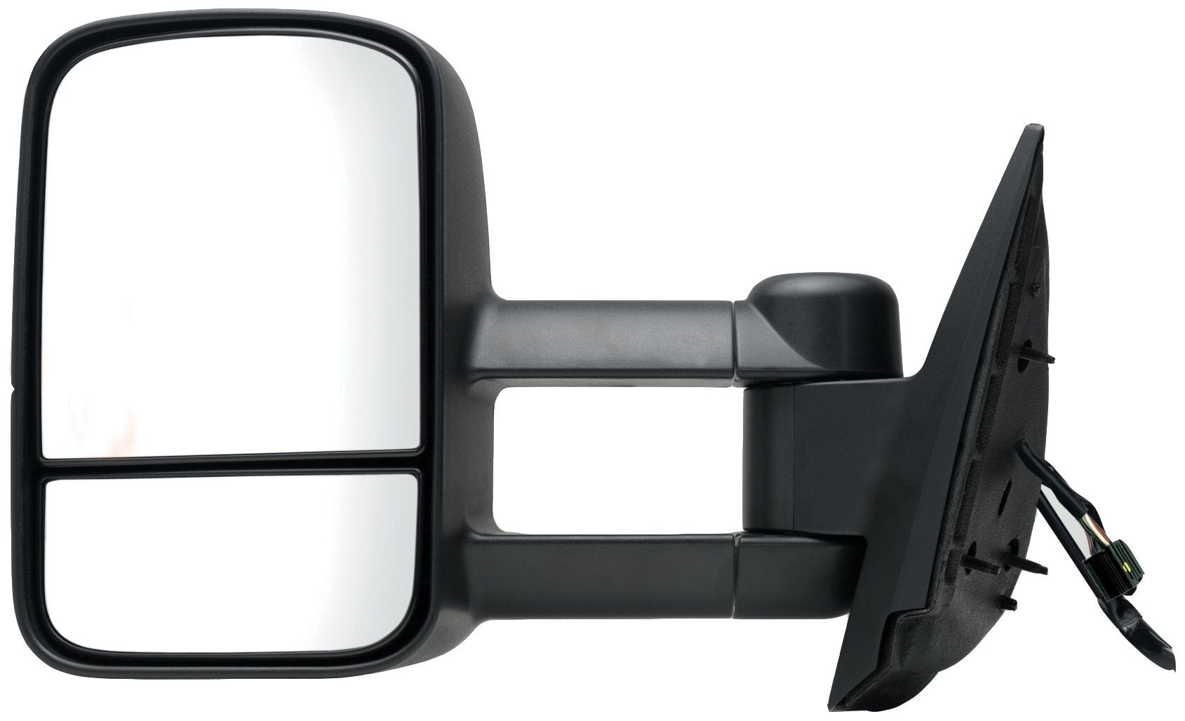 K Source Extendable Driver Side Towing Mirror For 2007 - 2014 Avalanche, Silverado/Sierra Pick-Up/Hybrid Full Size, Suburban, Tahoe, Yukon. Textured Black, Heated Power, LED Arrow Signal, Dual Lens, Foldaway
