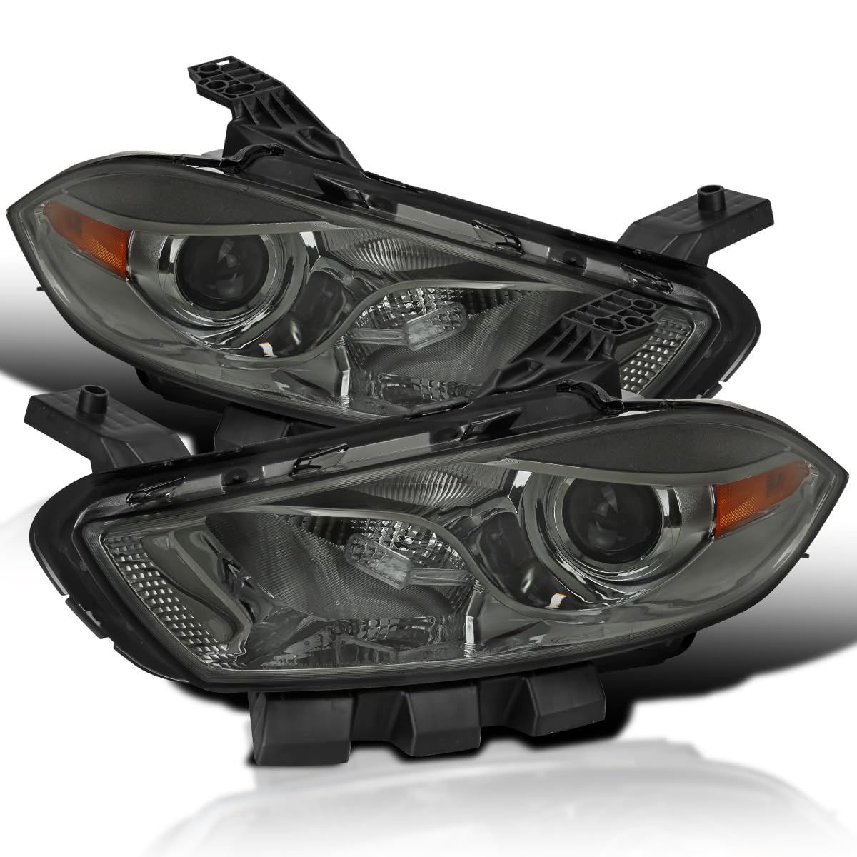 Smoke Projector Headlights SPEC-D TUNING Compatible with 2013-2016 Dodge Dart Factory Halogen, Left+Right Headlamps Assembly
