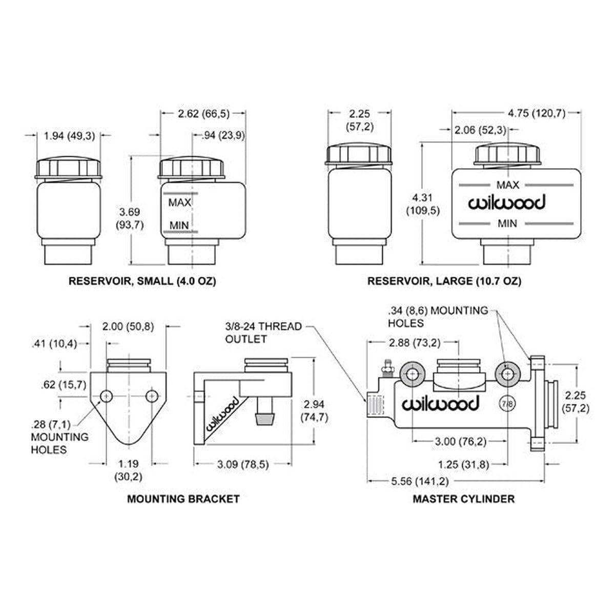 7/8" Bore Wilwood Master Cylinder Kit 260-3376