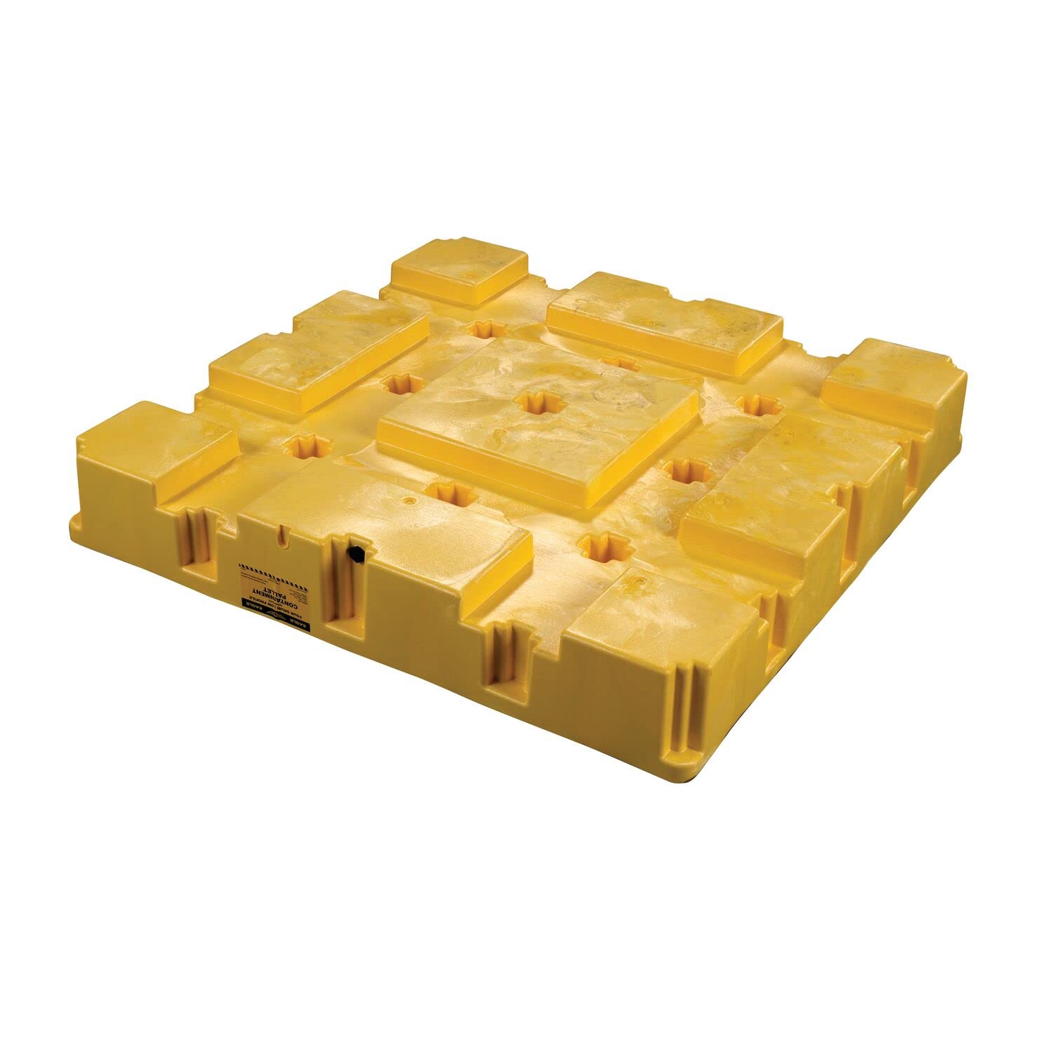 4 Eagle Drum Spill Containment Pallet with Drain and Forklift Pockets, 51.5"x51.5"x8", 66 Gallon Sump, 8,000 lbs. Load Capacity Secondary Containment Pallet, Made in USA, Yellow, 1645
