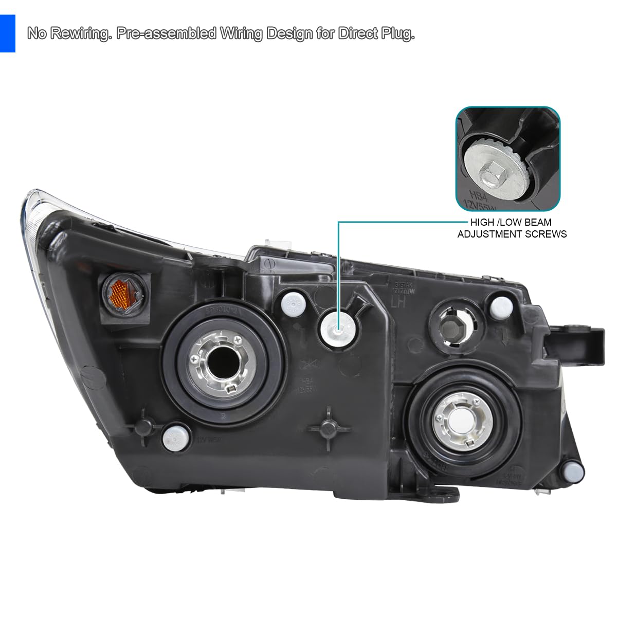Smoke SPEC-D TUNING Headlights Compatible with 2009-2020 Dodge Journey, Left + Right Pair Headlamps Assembly