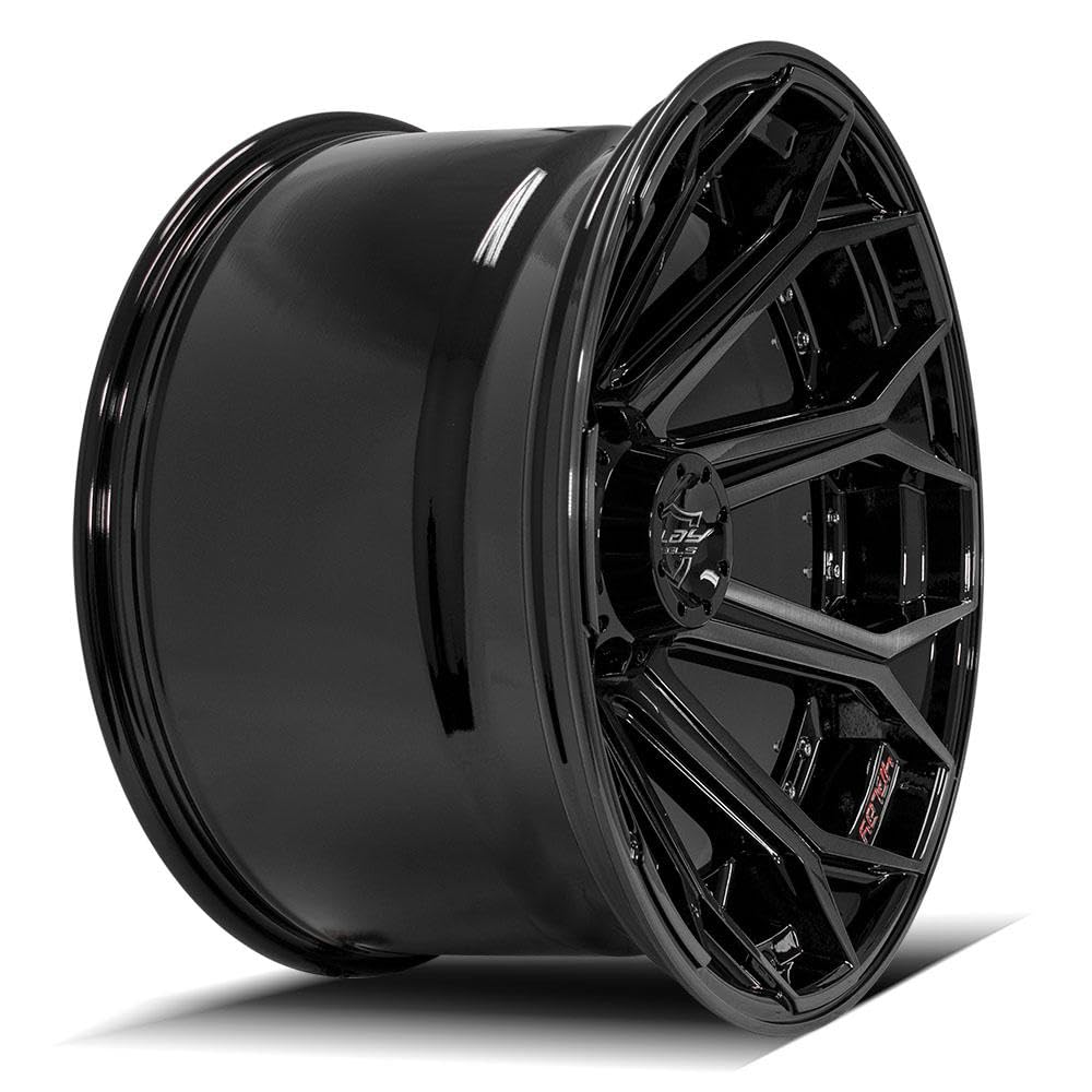 22 Inch 4PLAY Wheels Rim 4P80R Fits 8x165.1 22x12 Gloss Black Brushed with Tinted Clear (1)