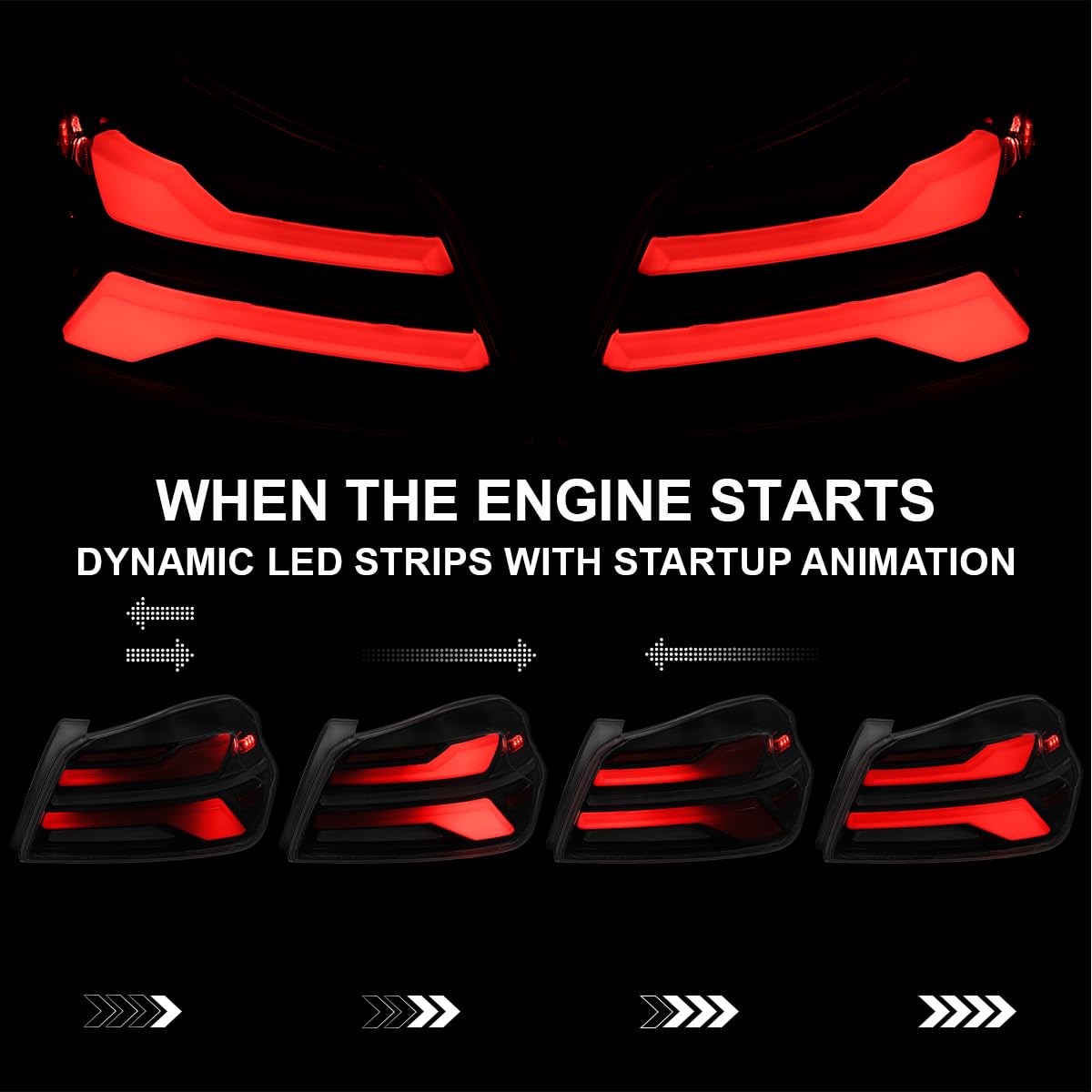 Full LED Black Smoke Red Tail Lights w/Sequential Signal, SPEC-D TUNING Startup Animation Compatible with 2015-2021 Subaru WRX and WRX STI