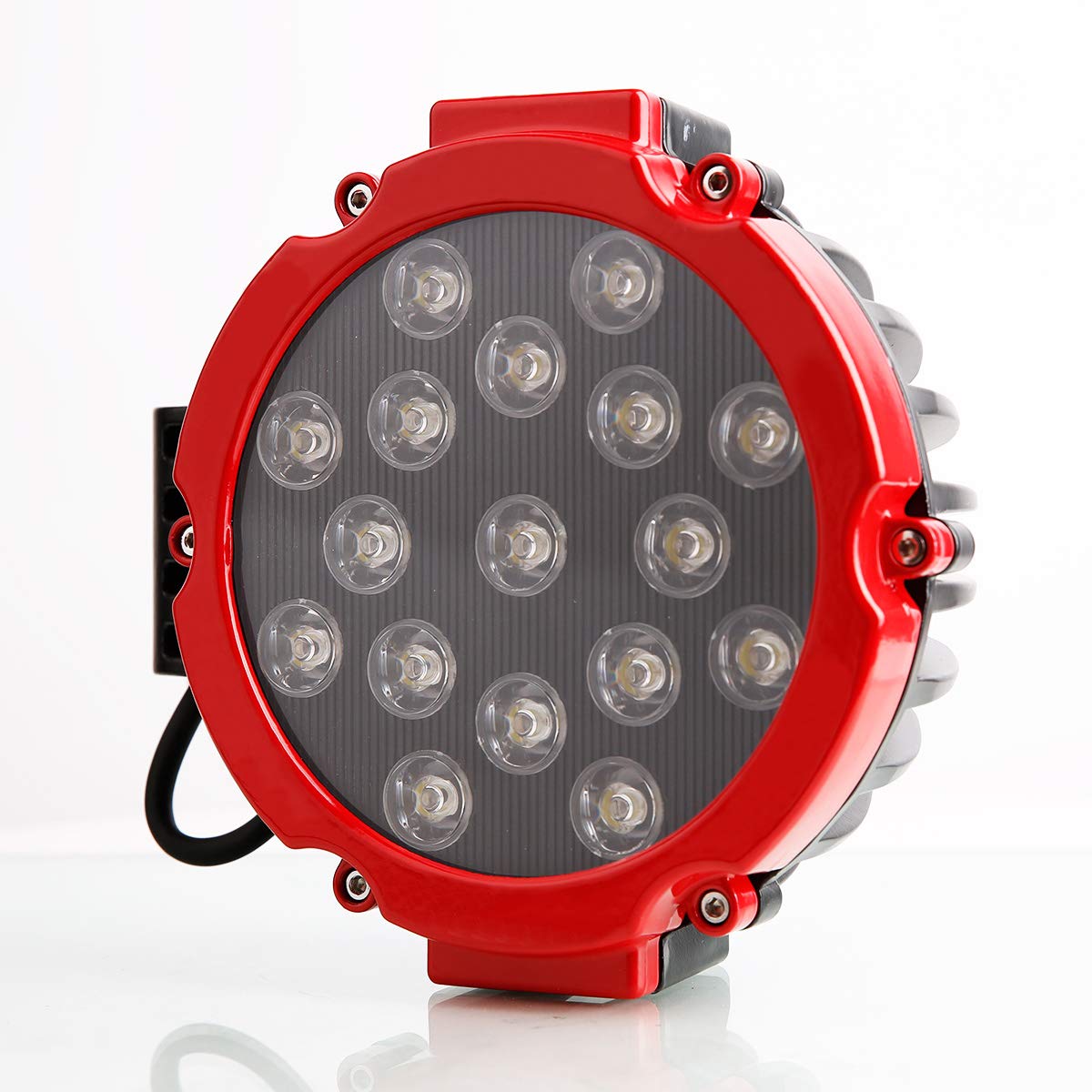 Black Horse Grille Brush Bumper Guard Black Modular Come with Pair of 7.0" Dia.LED Lights with Red Trim Rings Compatible with 2006-2018 Toyota RAV4