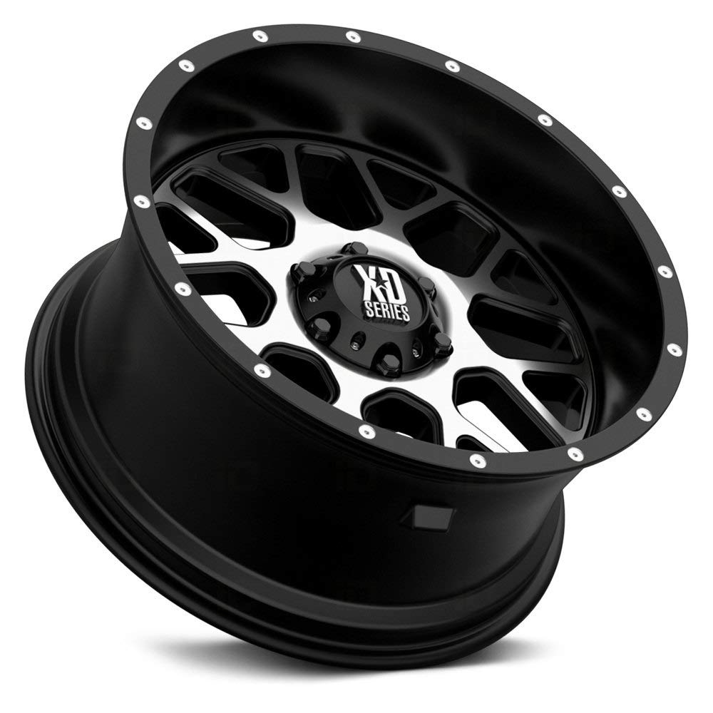 XD Wheels Xd820 Satin Black MACHINED FACE Grenade Wheel with Alloy Steel (18 x 9. inches /8 x 125 mm, -12 mm Offset)