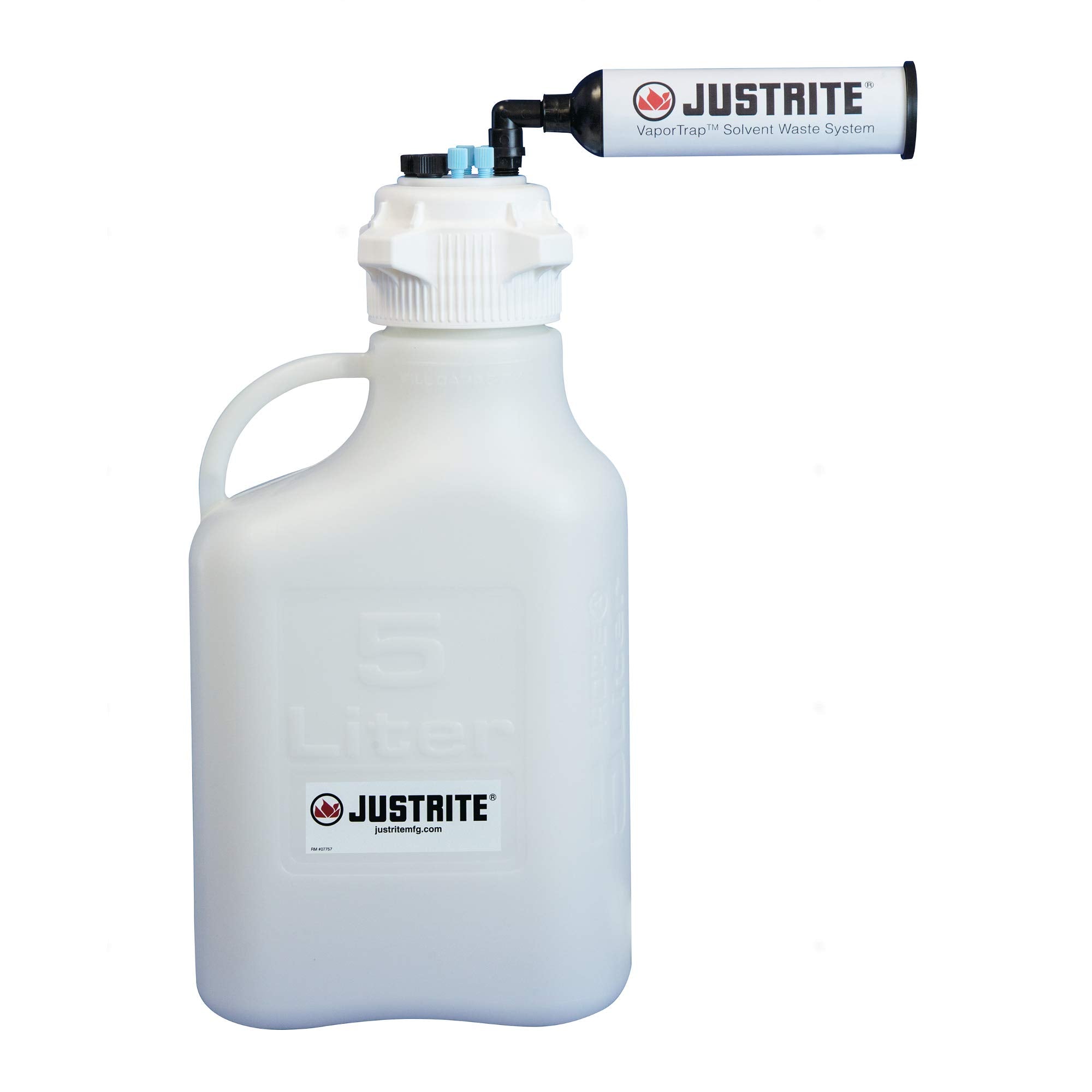 VaporTrap Justrite 12811 Carboy with Filter Kit, 83mm, 5L, 7 Ports