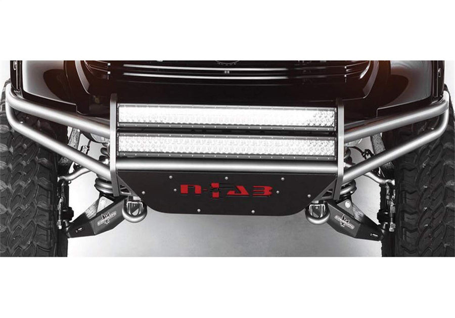 Front Bumper N-Fab for RAM | Holds E-Series LED Light Bar, Aluminum Skid Plate, Gloss Black | D022LRSP | Fits 2002-2008 Dodge RAM 1500