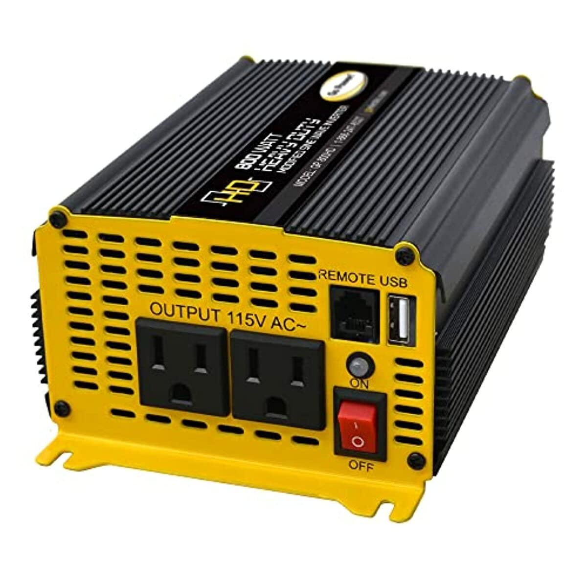 Go Power! 80175 GP-800HD Heavy-Duty 800 Watt/Modified Sine Wave Power Inverter 12V to 110V AC, Compact Solution for Home & Outdoor Use, Black