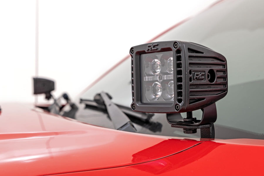 Rough Country 2" Dual LED Ditch Light Kit for Toyota Tacoma (2005-2015) - (2) 2-in Black Series LED Cubes with Amber DRL