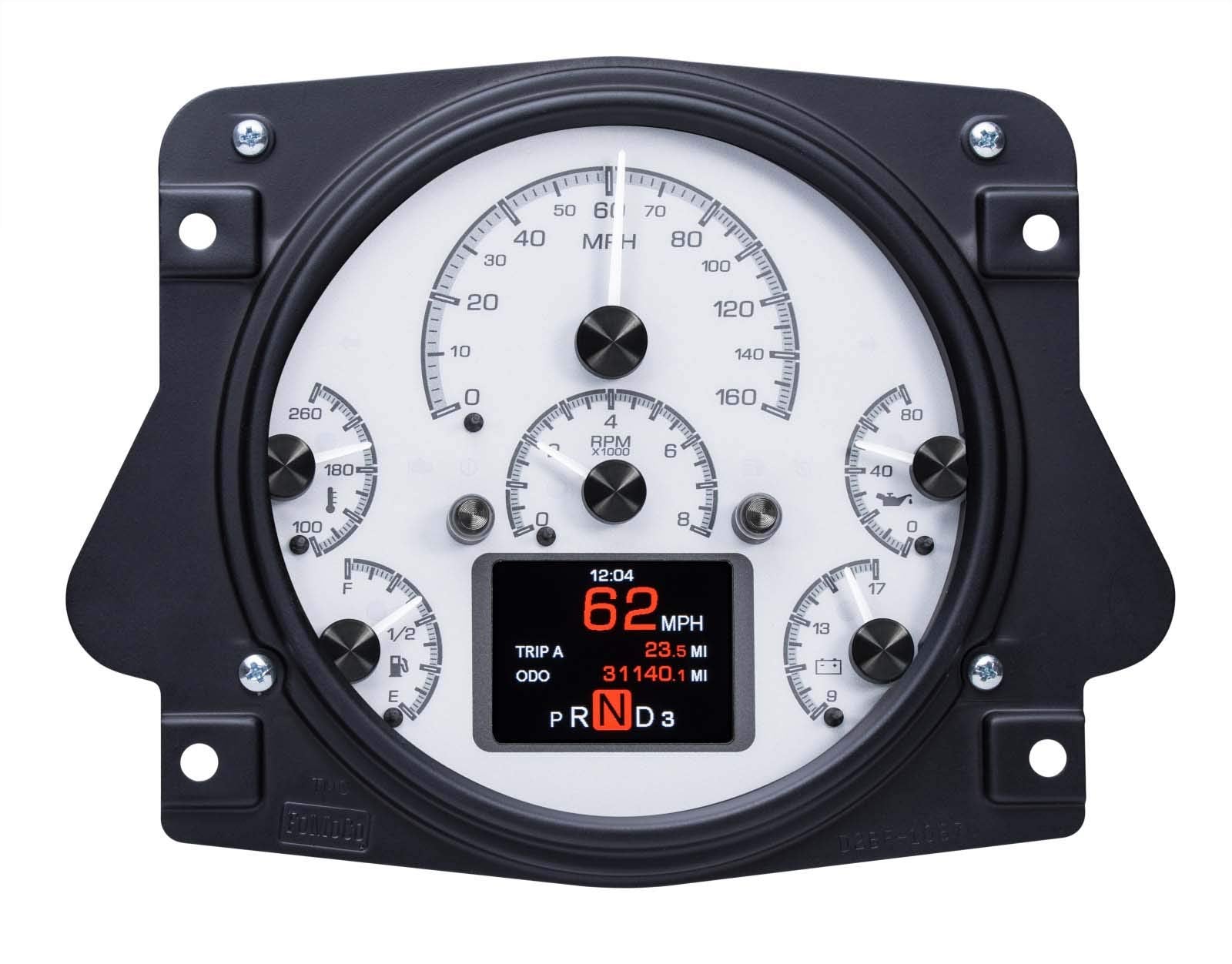 Dakota Digital HDX-66F-BRO-S Gauge System with Ford 1961-66 Pickup Truck Compatible 1966-77 Bronco Silver Alloy Style