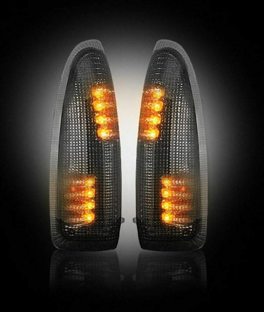 264120BK RECON - Ford F250/F350 Super Duty and Excursion Side Mirror Lenses w/ LED Amber Turn Signals - Smoked Lens