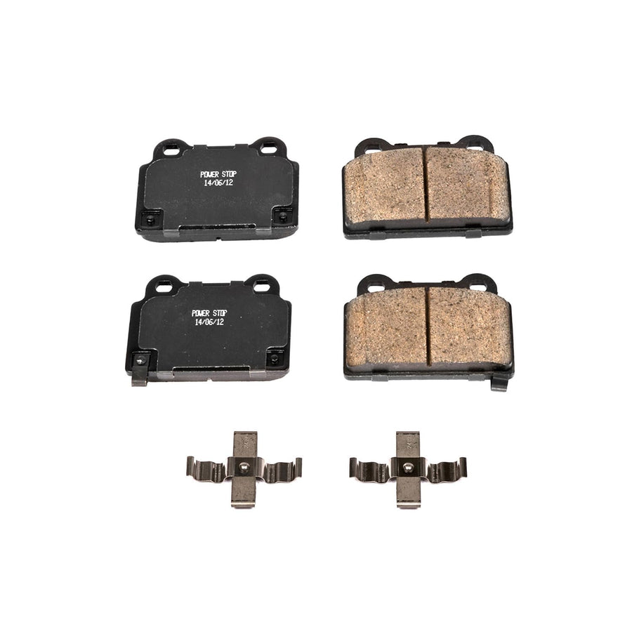 Rear Brake Kit Power Stop For Mitsubishi Lancer 2008-15 - Ceramic Brake Pads With Installation Hardware, 17-1368