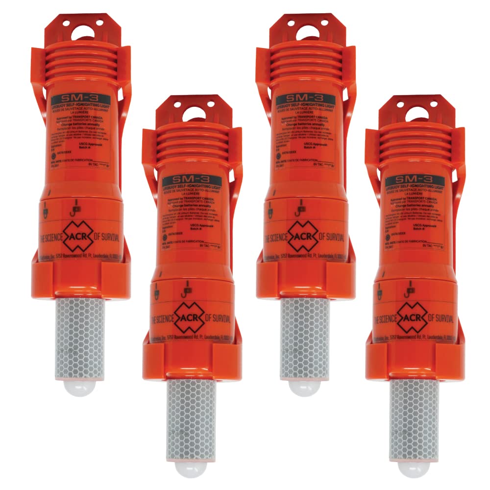 SM3 Lifebuoy ACR Self-Igniting Marker Light USCG Solas MED Approved, Direct Replacement SM2 (Bundless) (4)