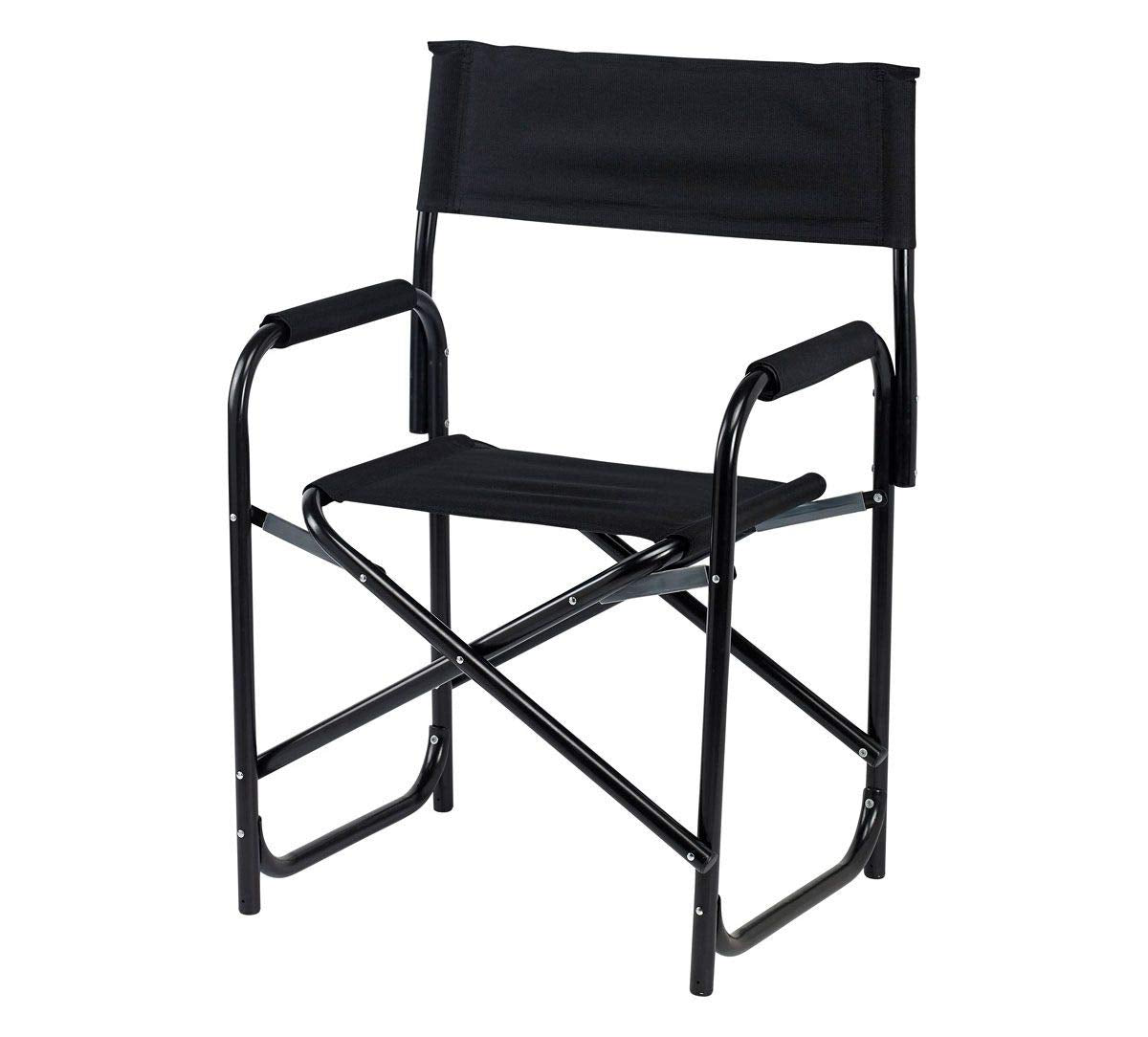 E-Z UP Directors Chair Standard Height, Seat 17.5” High, Padded Armrests and Storage Bag, Black