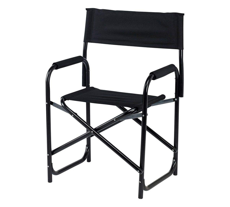 E-Z UP Directors Chair Standard Height, Seat 17.5” High, Padded Armrests and Storage Bag, Black