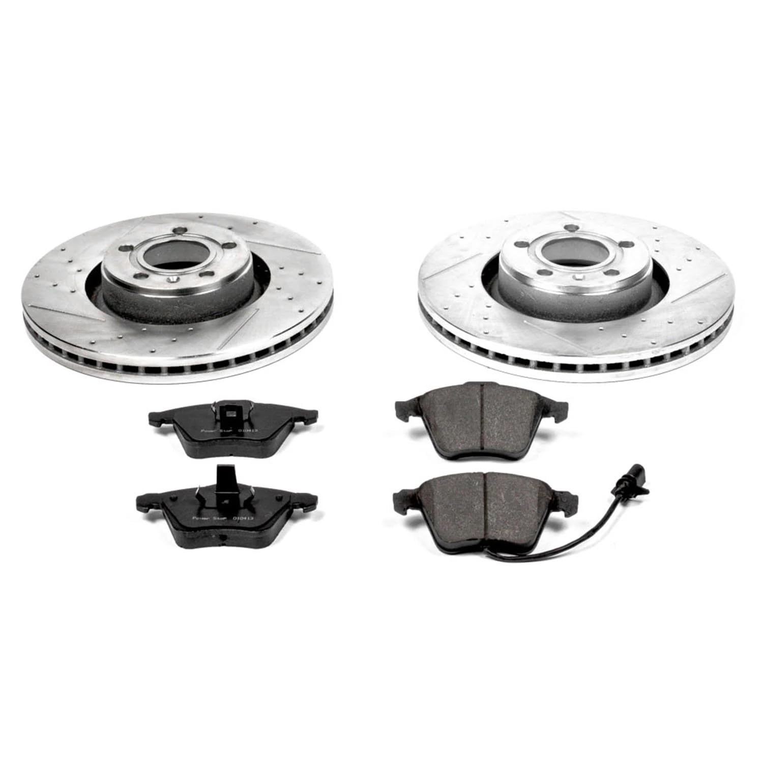 Power Stop K2993 Z23 Carbon Fiber Brake Pads with Drilled & Slotted Brake Rotors Kit For Audi A6 2006-2011, Audi A6 Quattro 2005-2008 [Model Specific]