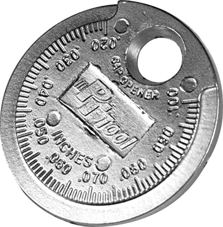 Small Fishbowl Performance Tool W1906 Spark Plug Gap Gauge with Easy-to-Read Markings, Range 020 to 100" (5 to 25 mm) and Tapered Hole Adjustment
