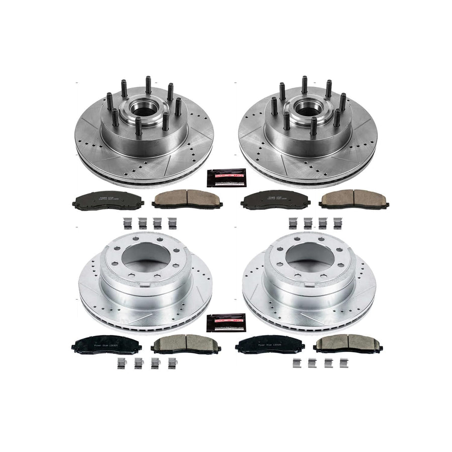 Power Stop K6820 Z23 Carbon Fiber Brake Pads Front and Rear with Drilled & Slotted Brake Rotors Kit For Ford F-250 Super Duty 2012-2022, Ford F-350 Super Duty 2013-2022 [Model Specific]