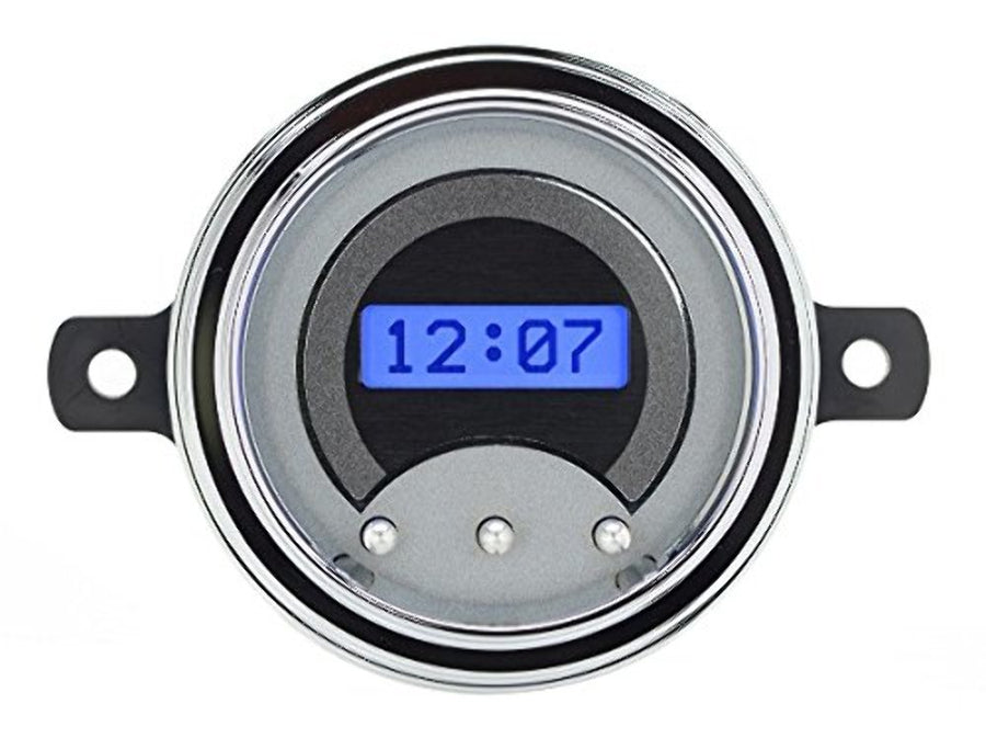 Dakota Digital VLK-49F-S-B Compatible with 1949 50 Ford Clock Car Gauge/Message Center for VHX gauges only Silver Alloy Blue Backlighting