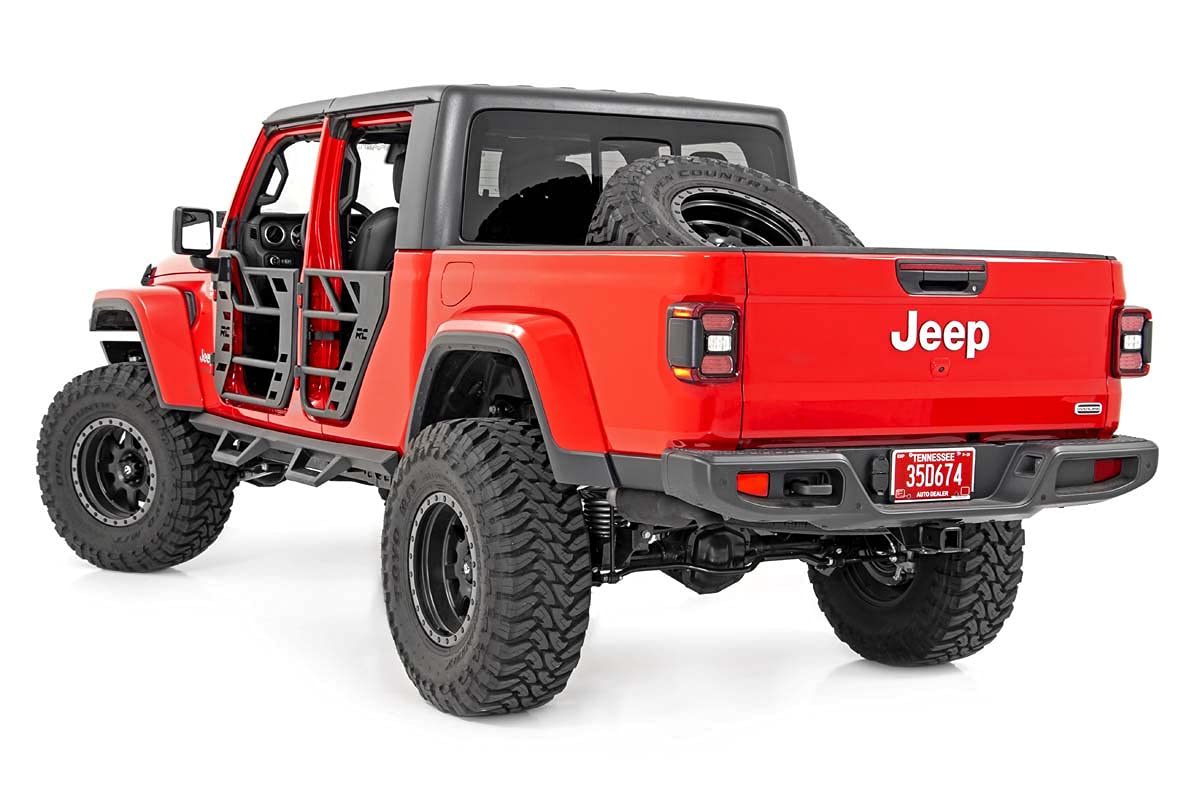 Contoured Rough Country Drop Steps for Jeep Gladiator JT (2020-2025) - Flush Fit Rails with Side Steps