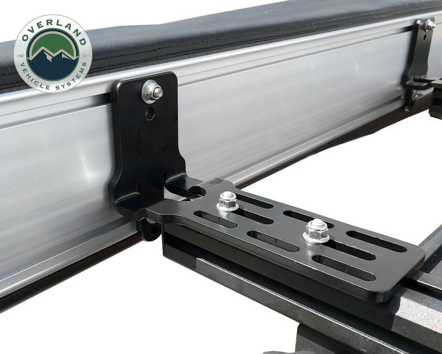 HD Nomadic 270 - Overland Vehicle Systems Awning W/Extended Poles High Roof, Grey Body, Green Trim & Black Travel Cover