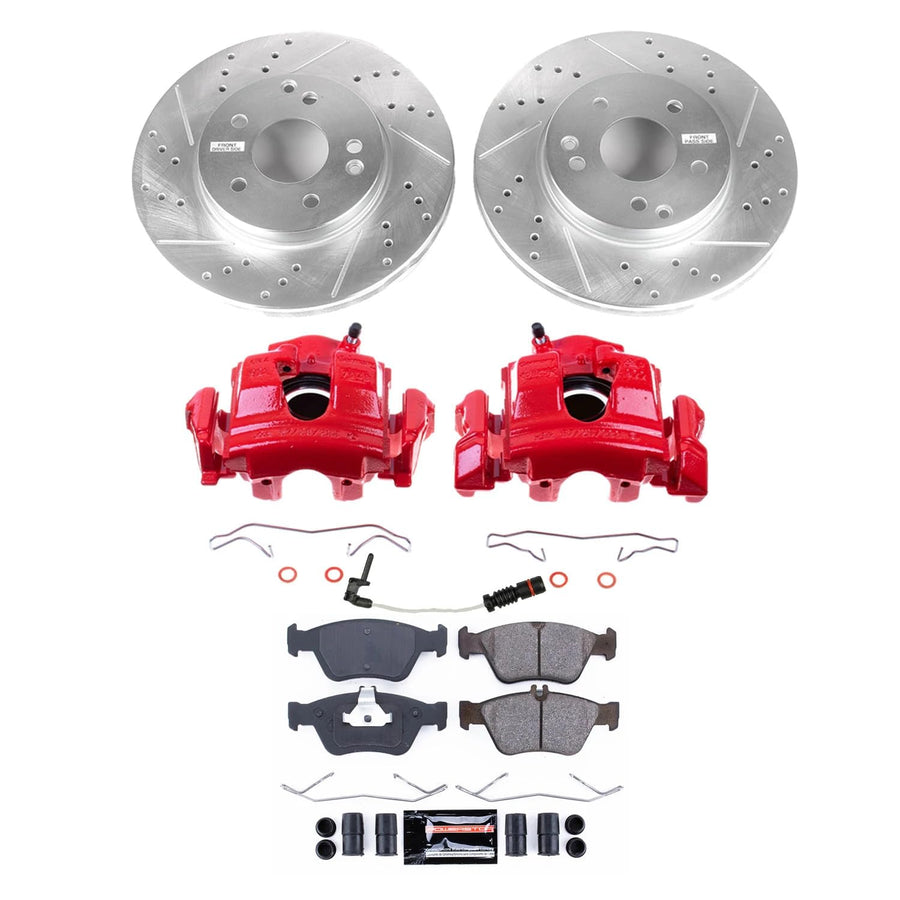 Power Stop Z23 Evolution KC3047 Front Caliper Kit-Rotors, Carbon-Fiber Ceramic Brake Pads, Calipers For Mercedes C230, Mercedes C280, Mercedes E300, Mercedes SLK230 [Model Specific]
