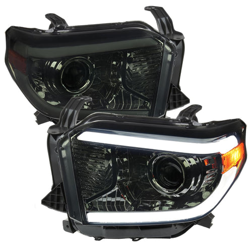 Smoke Projector Headlights w/LED Tube SPEC-D TUNING Compatible with 2014-2021 Toyota Tundra, Left + Right Pair Headlamp Assembly