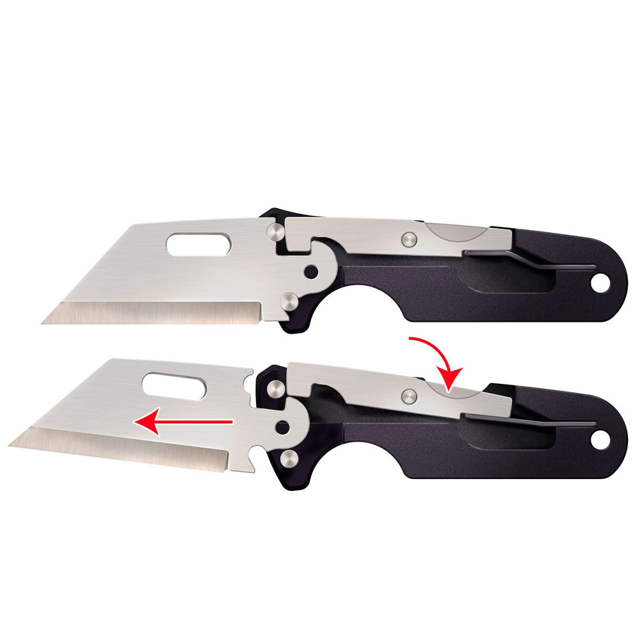Cold Steel Click N Cut - Fixed Blade Standard Knife | Durable 420J2 Steel Compact Hunting & Hiking Multiple Replaceable Blades | Sheath & 3 Blades Included - Boxed Package