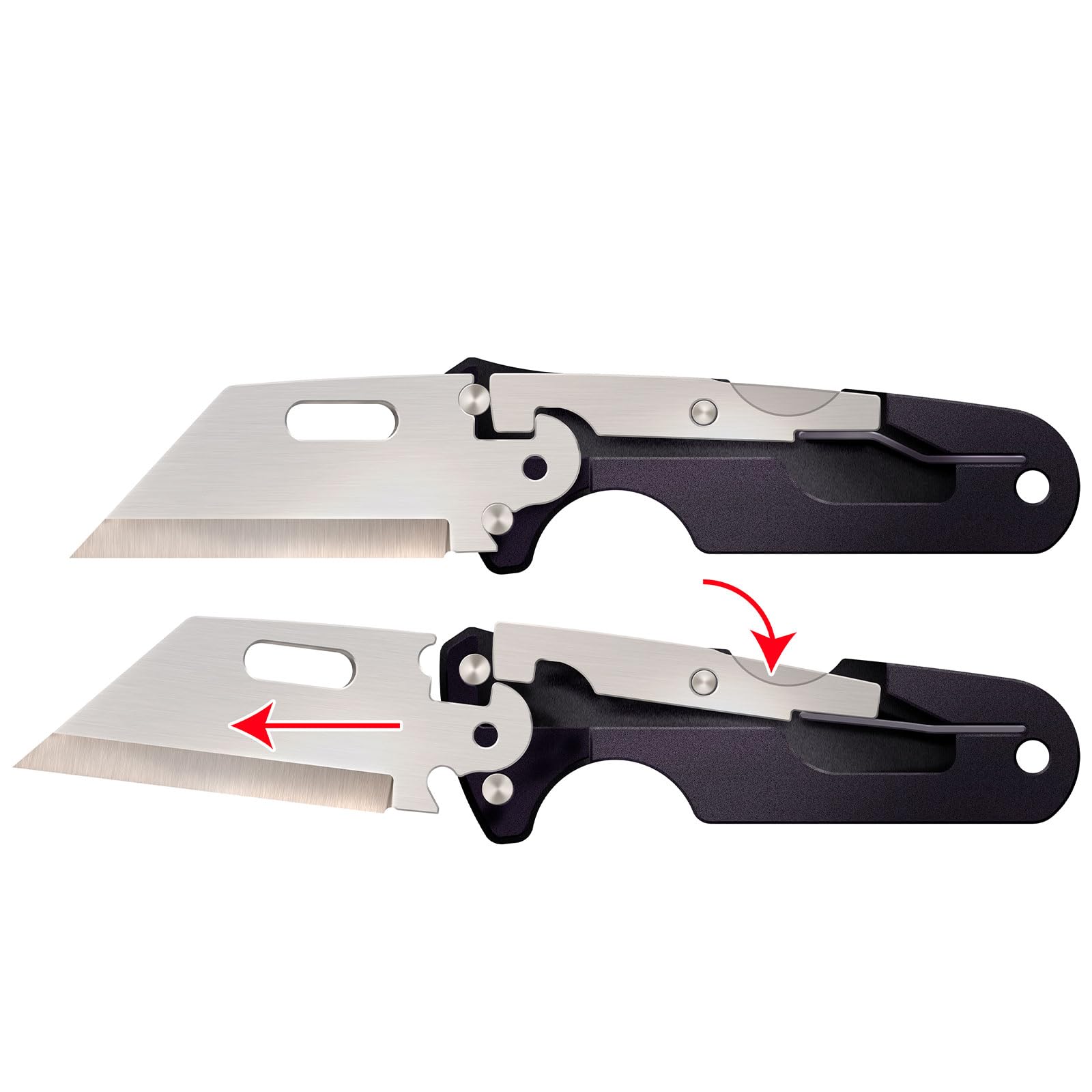 COLD STEEL Click N Cut - Fixed Blade Knife Slock Master | Durable 420J2 Steel Compact Hunting & Hiking Multiple Replaceable Blades | Sheath & 3 Blades Included - Boxed Package